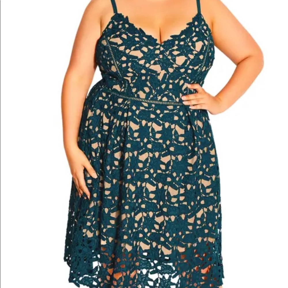 City Chic Emerald Lace Dress